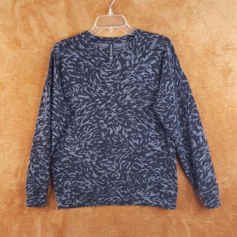 ATHLETA Womens Sweatshirt Small Black Gray Pullover Crew Studio to Street Knit